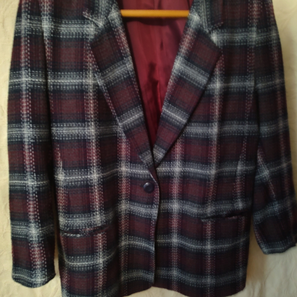 Private Concepts Plaid Women's Jacket Size 16